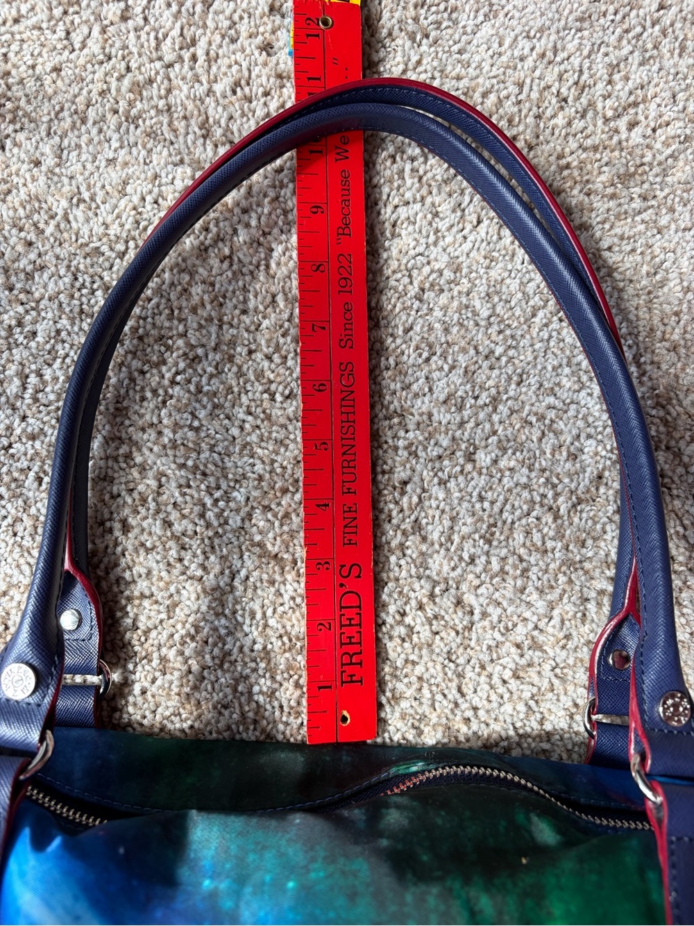MZ Wallace Cosmic Shoulder Bag Nylon Blue White Red Zip Close - Picture 9 of 14